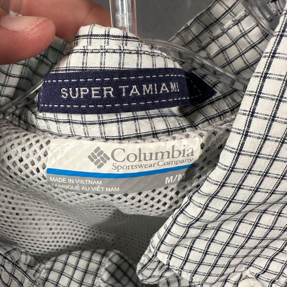 Auburn Tigers Columbia PFG Mens Medium Navy White Plaid Super Tamiami Button Up - Picture 6 of 8